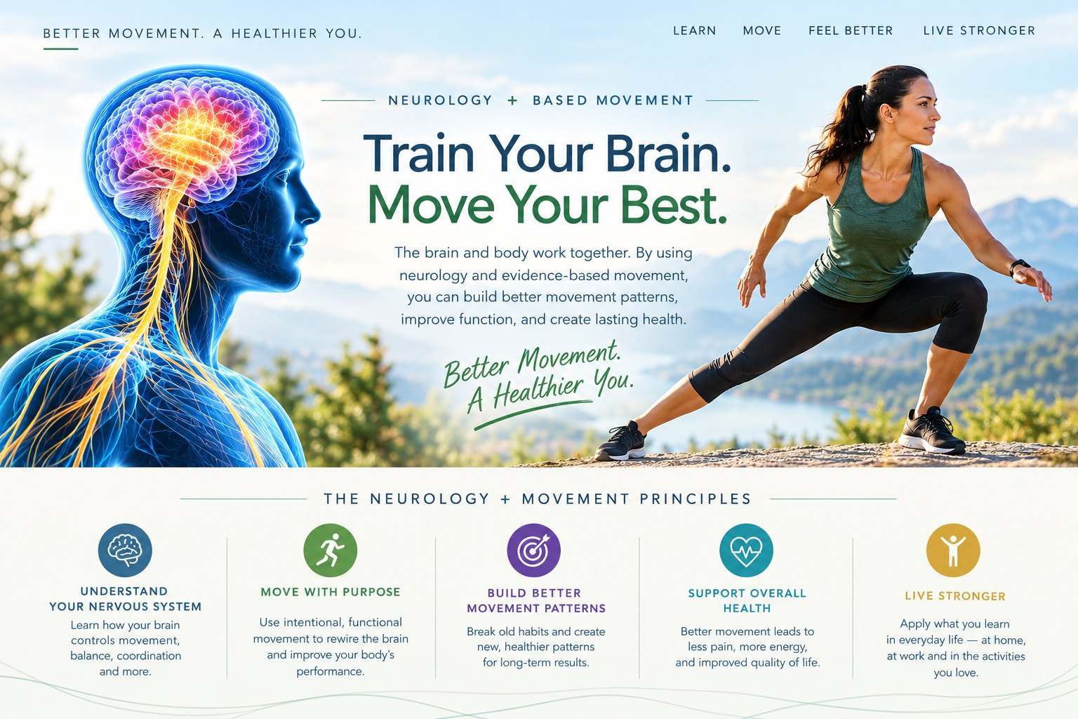 Train your brain, move your best: neurology-based movement illustration